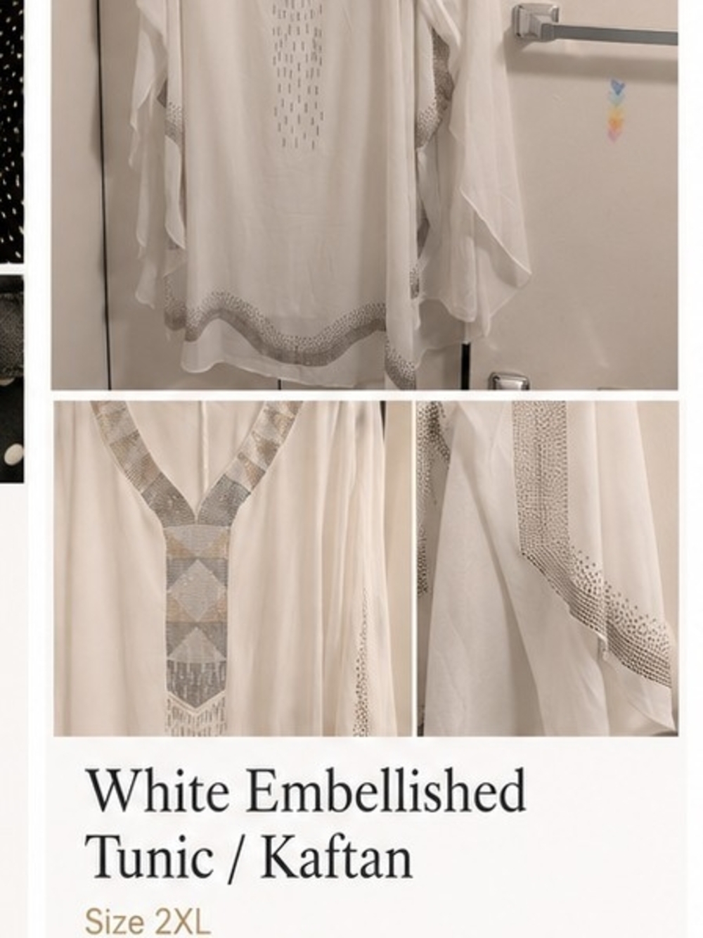 White Embellished Tunic Kaftan - Women's 2XL